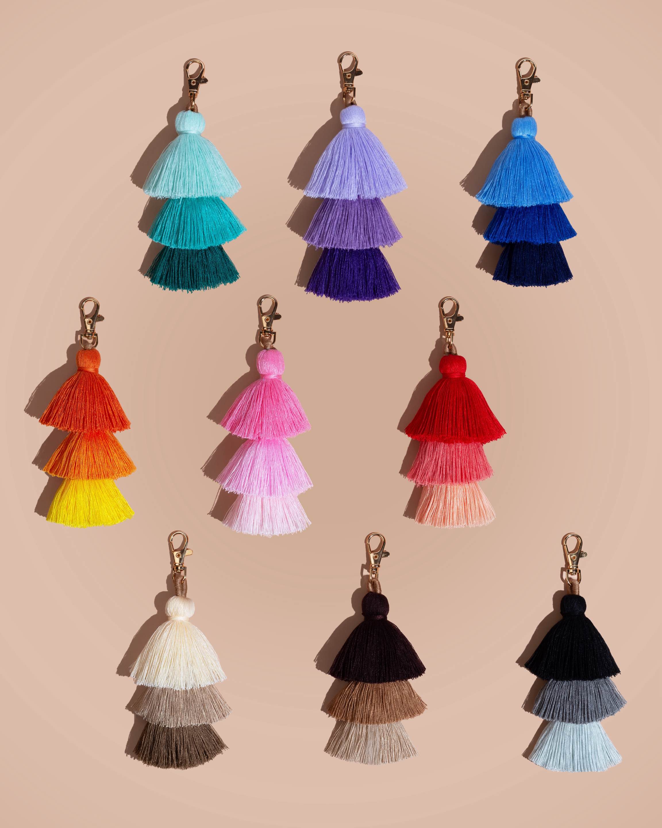 Red Bag Tassel Charm Keyring - Image 3